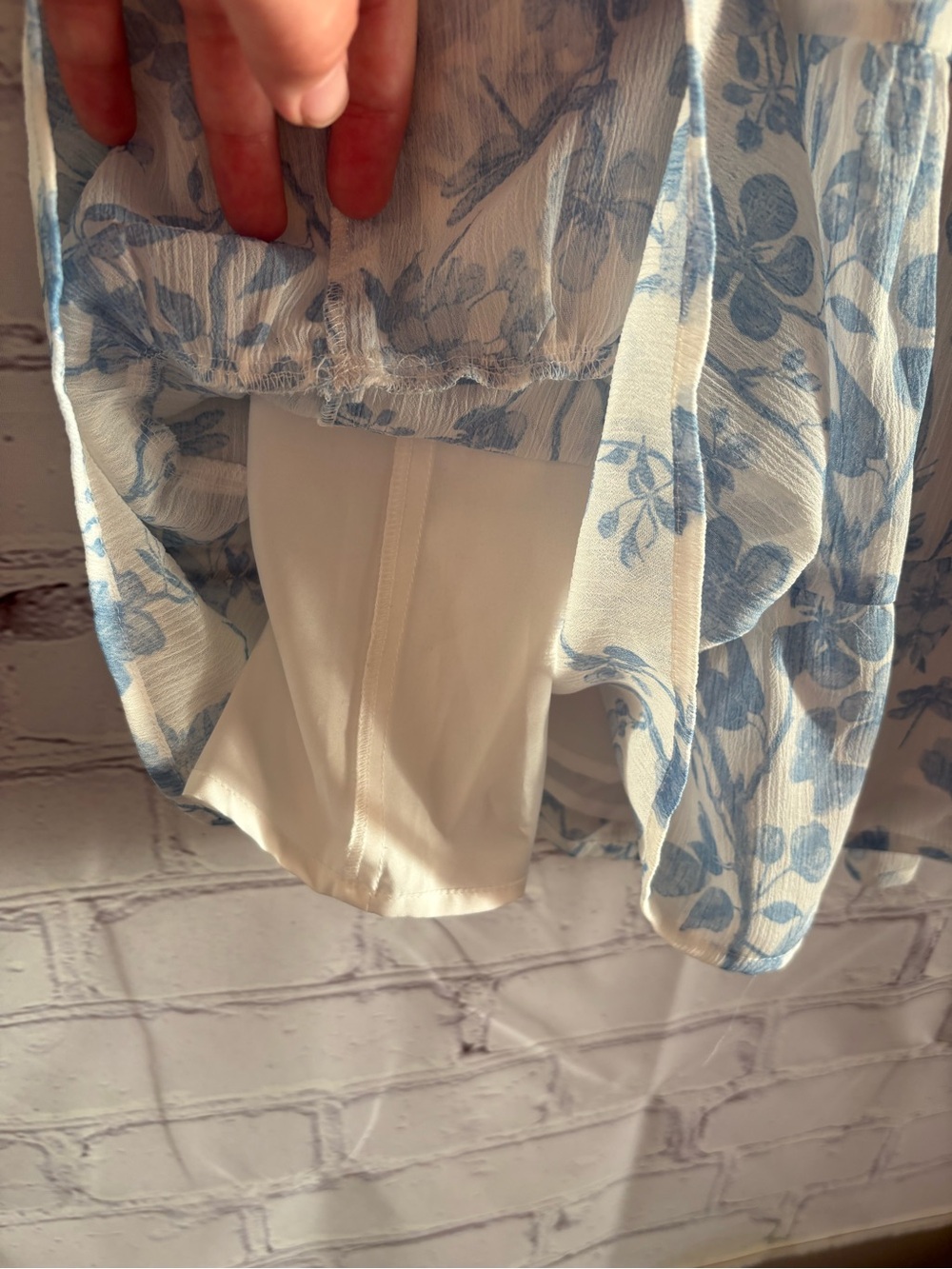 Steve Madden Light Blue & White Floral Ruffle-Neck Mini Dress - Picture 7 of 12